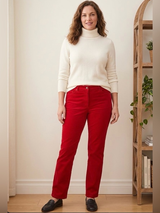Talbots Denim - Talbots Straight-Leg Corduroy Jeans in Red